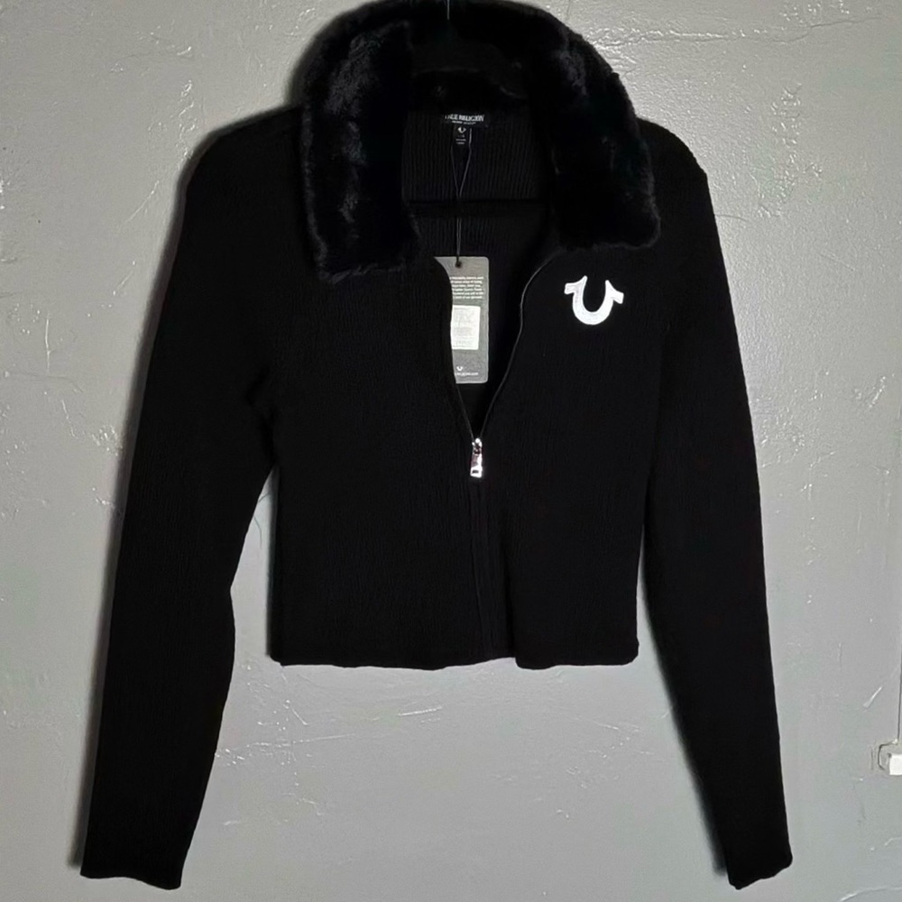 True Religion‎ Black Jacket with Fur Collar
